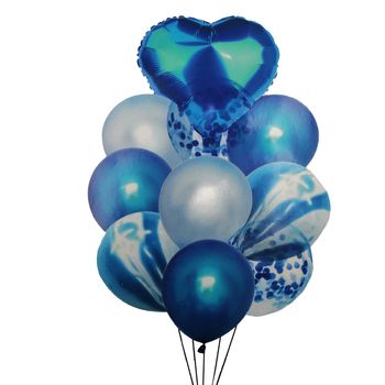 Buchet 10 baloane din latex cu confetti Blue Heart elefant.ro imagine 2022 caserolepolistiren.ro