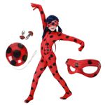 Set costum clasic fete Buburuza, Ladybug,Miraculous, marimea s, 3-4 ani, ochelari si yo yo fotografia produsului