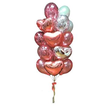 Buchet 24 baloane din folie si latex cu confetti, Rose Gold elefant.ro imagine noua 2022