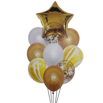Buchet 10 baloane din latex cu confetti Gold Star elefant.ro imagine noua 2022