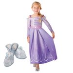 Set costum Disney Printesa Elsa si papuci din plastic pentru fete - Regatul de gheata 2, Marime 110 cm, Varsta 3-4 ani fotografia produsului