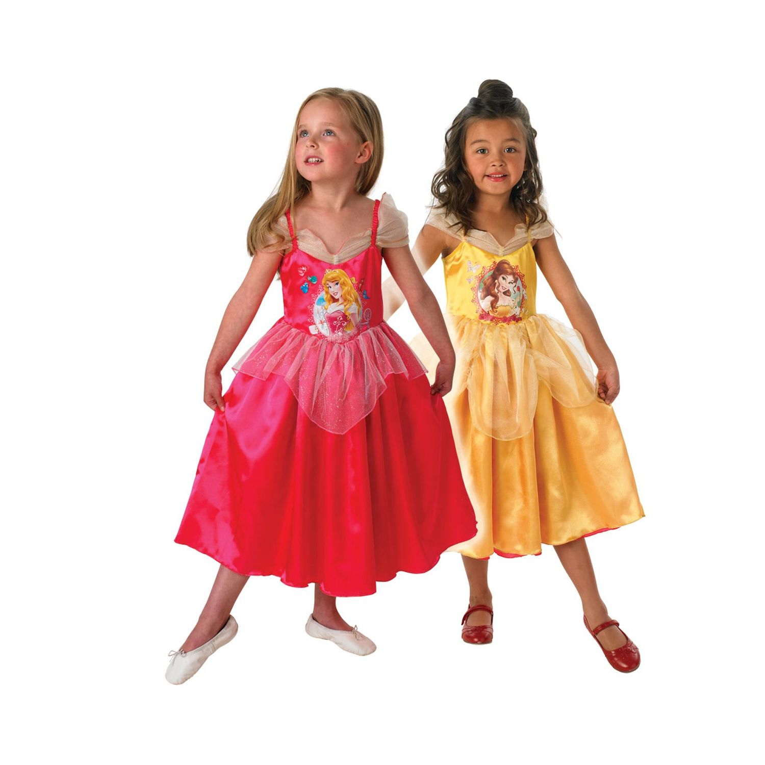 Costum reversibil Disney Belle si Aurora. Frumoasa si Bestia, Glitter Printess, Marime 120 - 130 cm, Varsta 7-8 ani fotografia produsului
