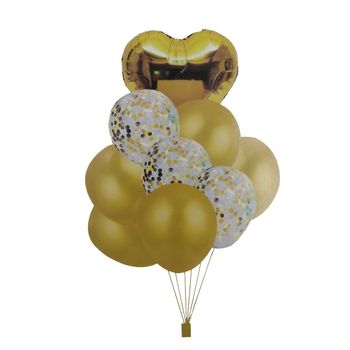 Buchet 9 baloane aurii din latex cu confetti Magic Party elefant.ro imagine noua 2022