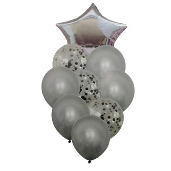 Buchet 9 baloane din latex cu confetti Magic Star Silver elefant.ro imagine noua 2022