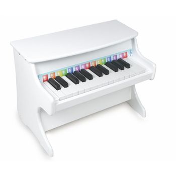 Mini pian de jucarie pentru copii little snail white, 11 clape, alb