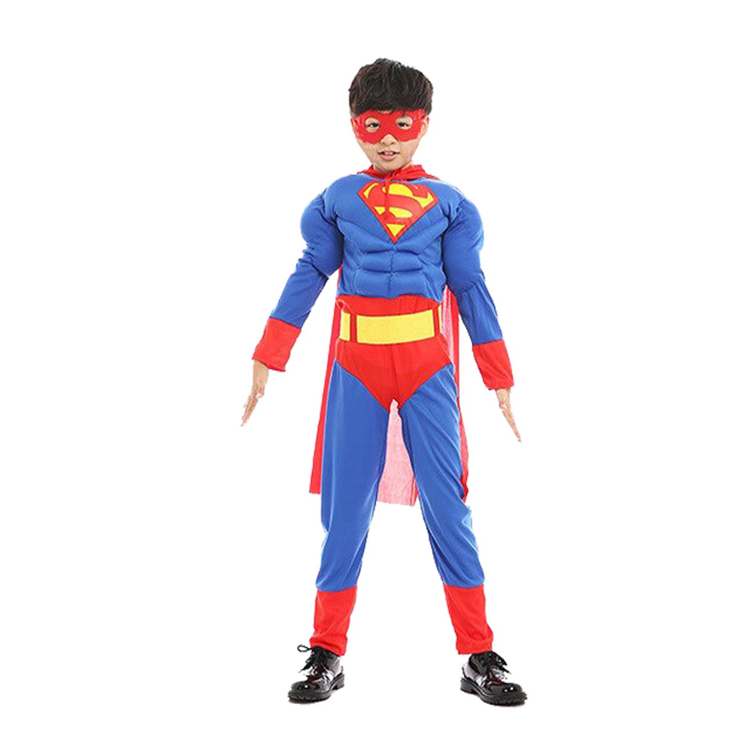 Costum cu muschi Superman,pentru baieti, Marime 128 - 140 cm, Varsta 7-9 ani fotografia produsului