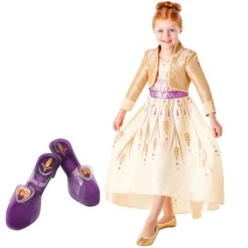 Set costum printesa anna clasic si papuci din plastic. pentru fete - frozen 2 - disney