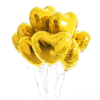 Buchet 10 baloane in forma de inima, Magic Heart, galben, 45 cm elefant.ro imagine 2022 caserolepolistiren.ro