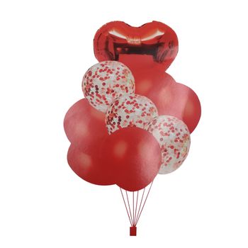 Buchet 9 baloane rosii din latex cu confetti Magic Party Red elefant.ro imagine noua 2022