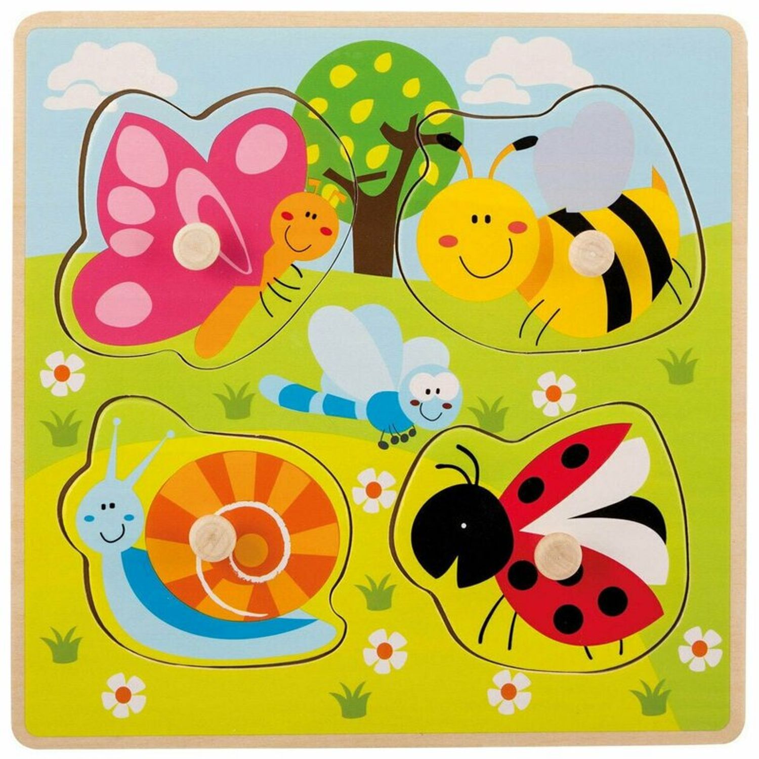 Joueco - Puzzle din lemn 4 piese, Insecte fotografia produsului View 2 L