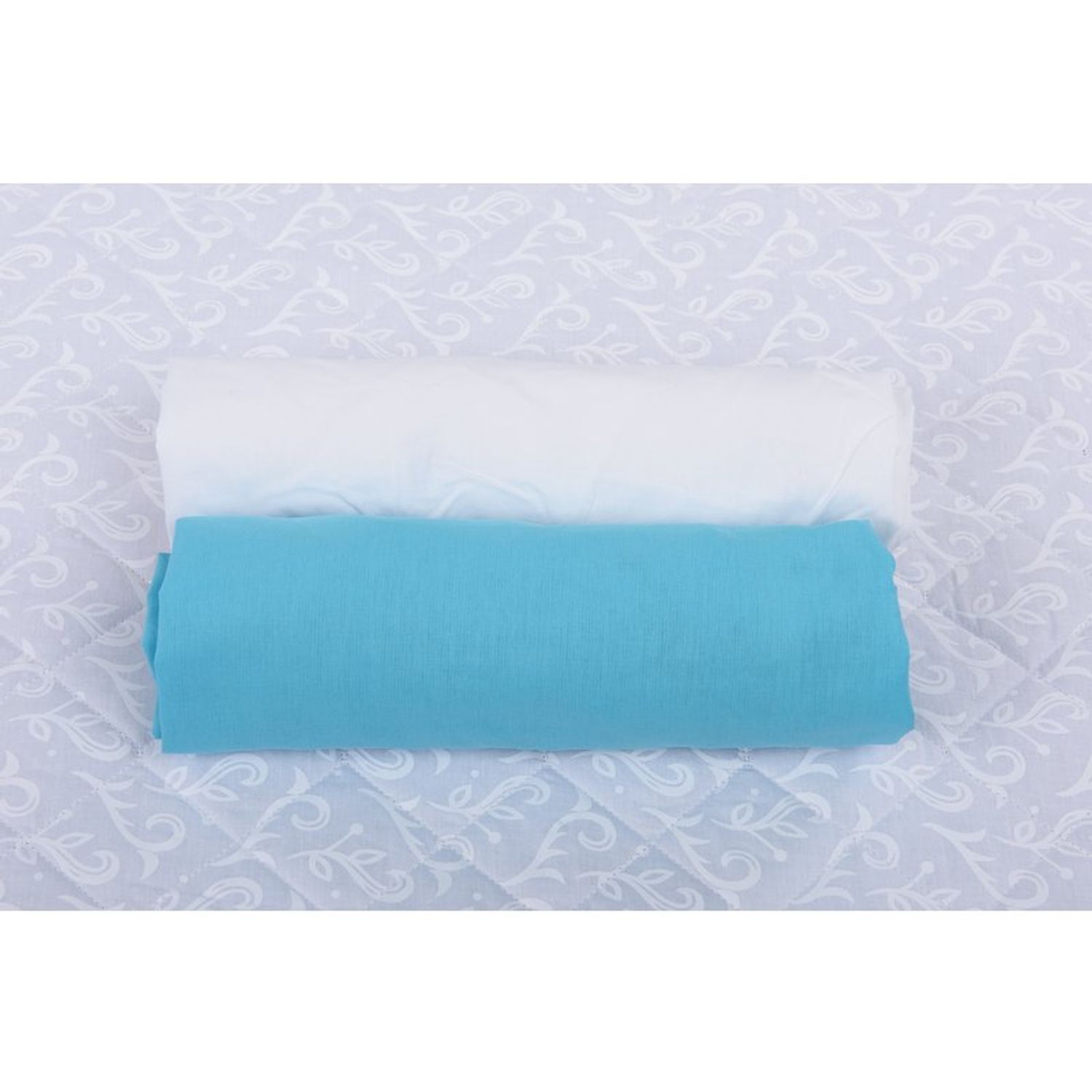 BabyNeeds - Set 2 cearceafuri cu elastic 120x60 cm, Alb+Bleu fotografia produsului View 2 L