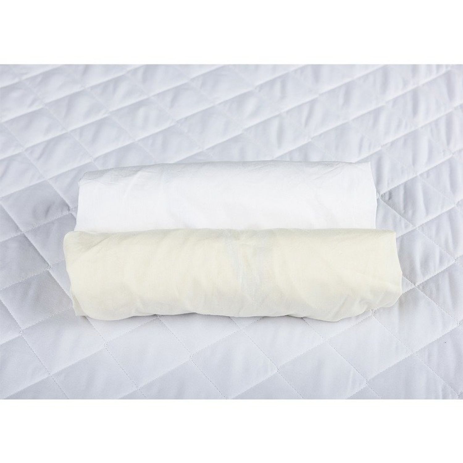 BabyNeeds - Set 2 cearceafuri cu elastic 120x60 cm, Crem+Alb fotografia produsului View 2 L