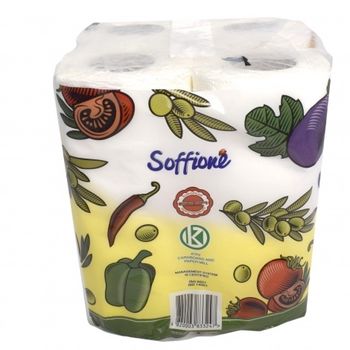 Set 4 role, prosop de bucatarie soffione, 2 straturi