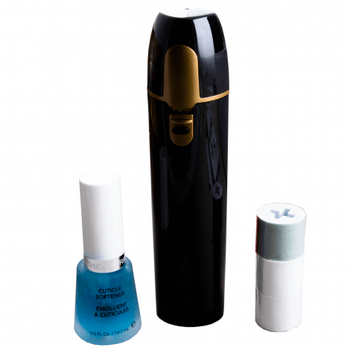 Buffer pentru unghii shine addict revlon, finisare si stralucire, cu 4 role si emolient pentru cuticule, 2 baterii aa, negru