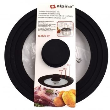 Capac de sticla transparenta cu margine de silicon negru si supapa de presiune, alpina