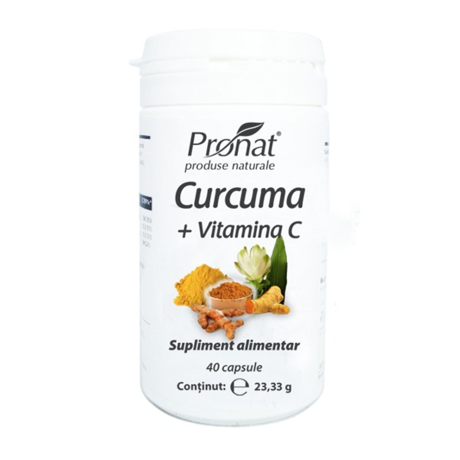 Curcuma plus Vitamina C 40 de capsule fotografia produsului