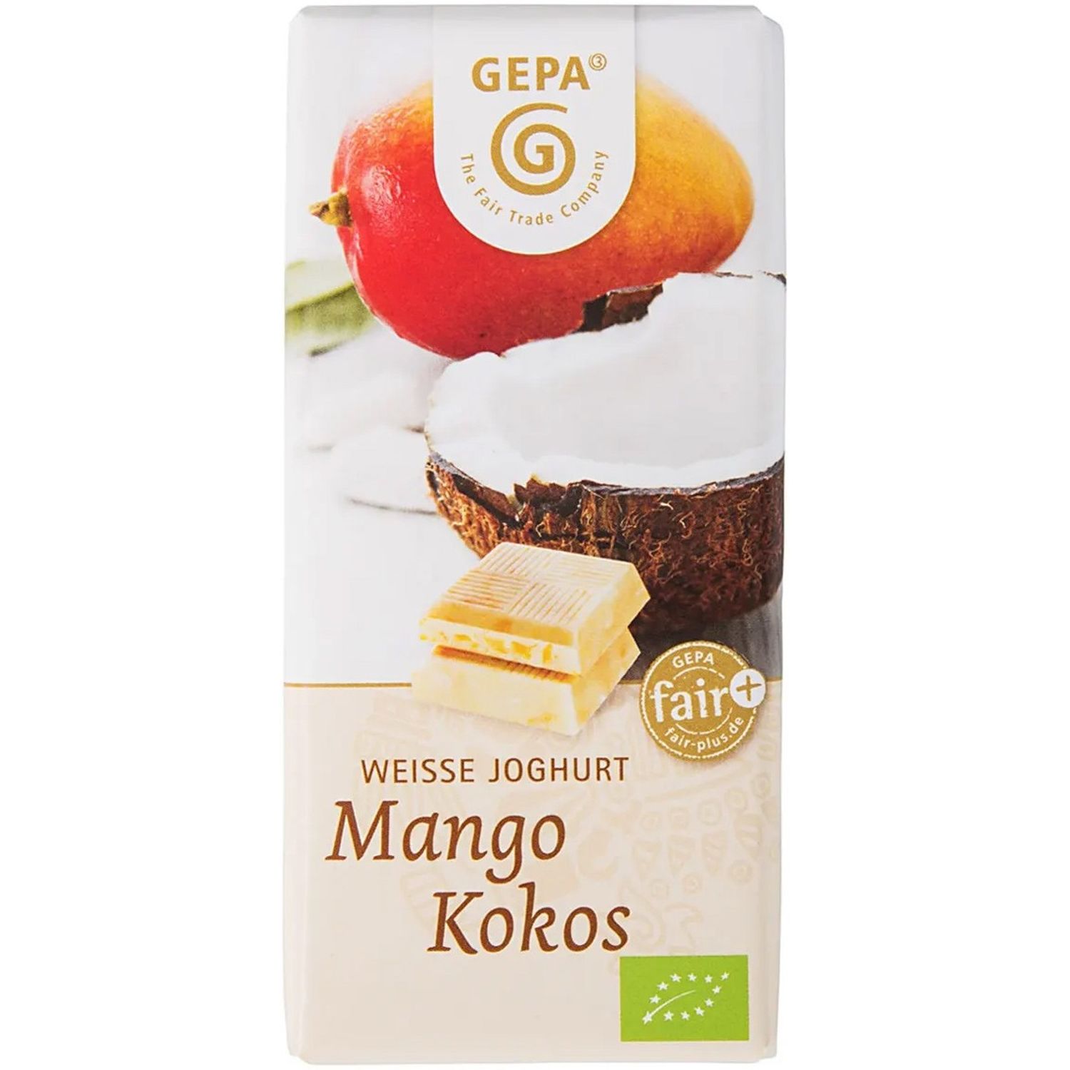 Ciocolata alba Bio cu iaurt, mango si cocos, 40 gr Gepa fotografia produsului