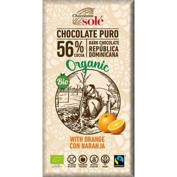 Ciocolata neagra Bio cu portocale, 56% cacao, 100 gr Chocolates sole Chocolates Sole Alimentare & Superfoods