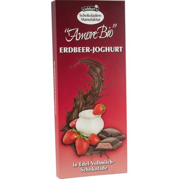 Ciocolata Bio cu lapte umpluta cu iaurt de capsuni, 100g Liebhart’s amore Bio elefant.ro Alimentare & Superfoods