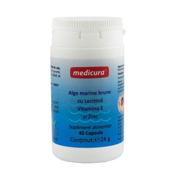 Extract de alge marine brune cu lecitina, vitamina e si zinc, 40 capsule medicura