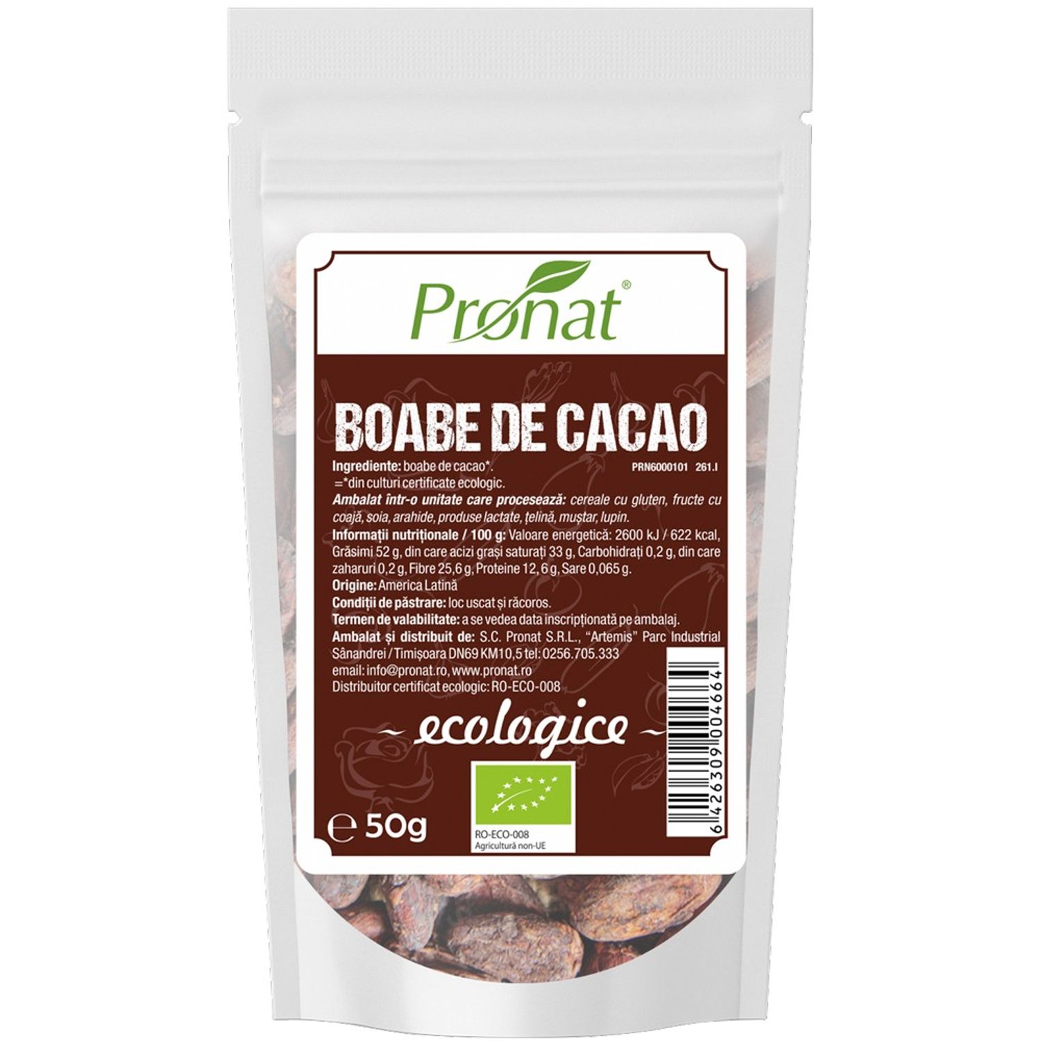 Boabe de cacao raw, Bio, 50 g fotografia produsului