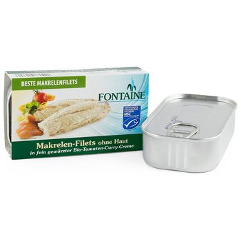 File de macrou fara piele in sos bio de rosii si curry, 125g fontaine