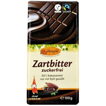 Ciocolata neagra indulcita doar cu xylitol 55% cacao, 100g birkengold