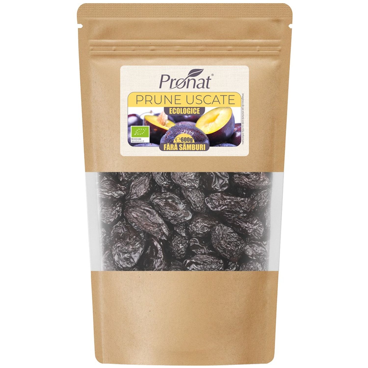 Prune uscate Bio, fara samburi, 600g fotografia produsului