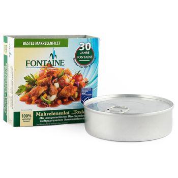 Salata de macrou toscana cu legume bio si ulei de floarea soarelui presat la rece, 200g fontaine