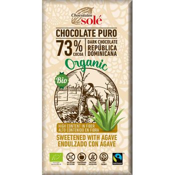 Ciocolata neagra Bio cu sirop de agave, 73% cacao, 100 g Chocolates sole Chocolates Sole Alimentare & Superfoods