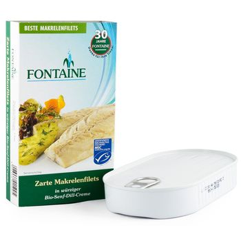File de macrou fraged in sos picant de mustar bio, 200g fontaine