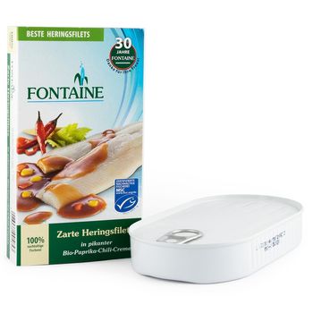 File de hering in sos bio cu ardei iute, 200g fontaine