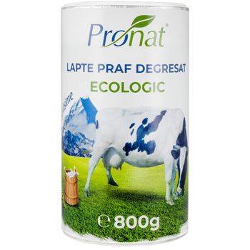 Lapte praf Bio degresat, 1% grasime, 800g Pronat Can Pack elefant