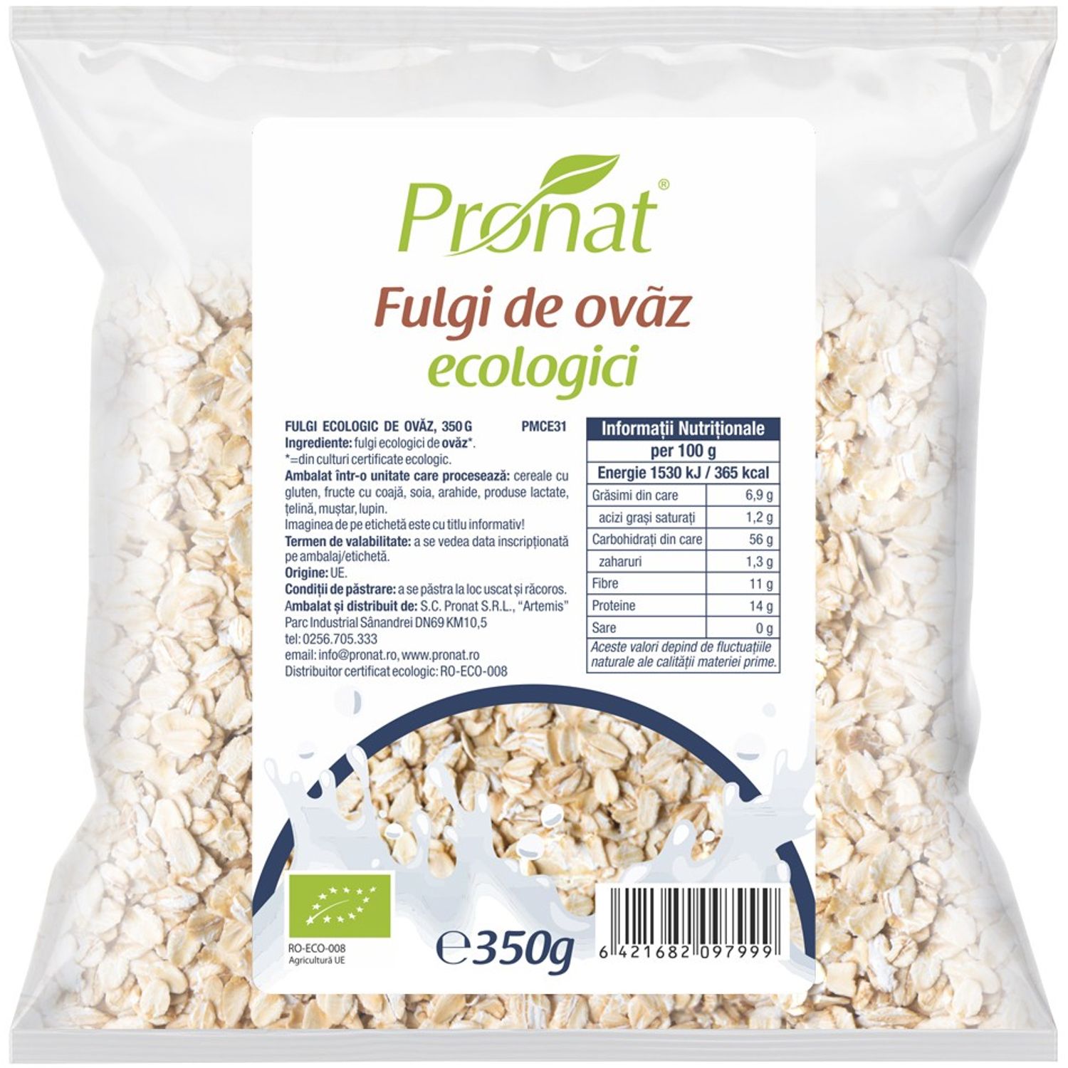 Fulgi Bio de ovaz, 350gr fotografia produsului