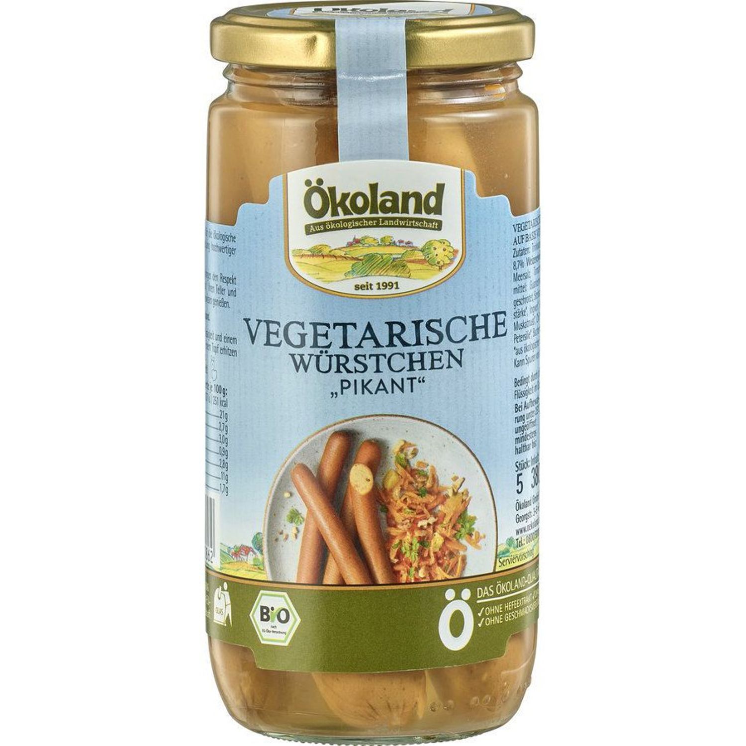 Cremvursti Bio vegetali picanti, 380 g okoland fotografia produsului