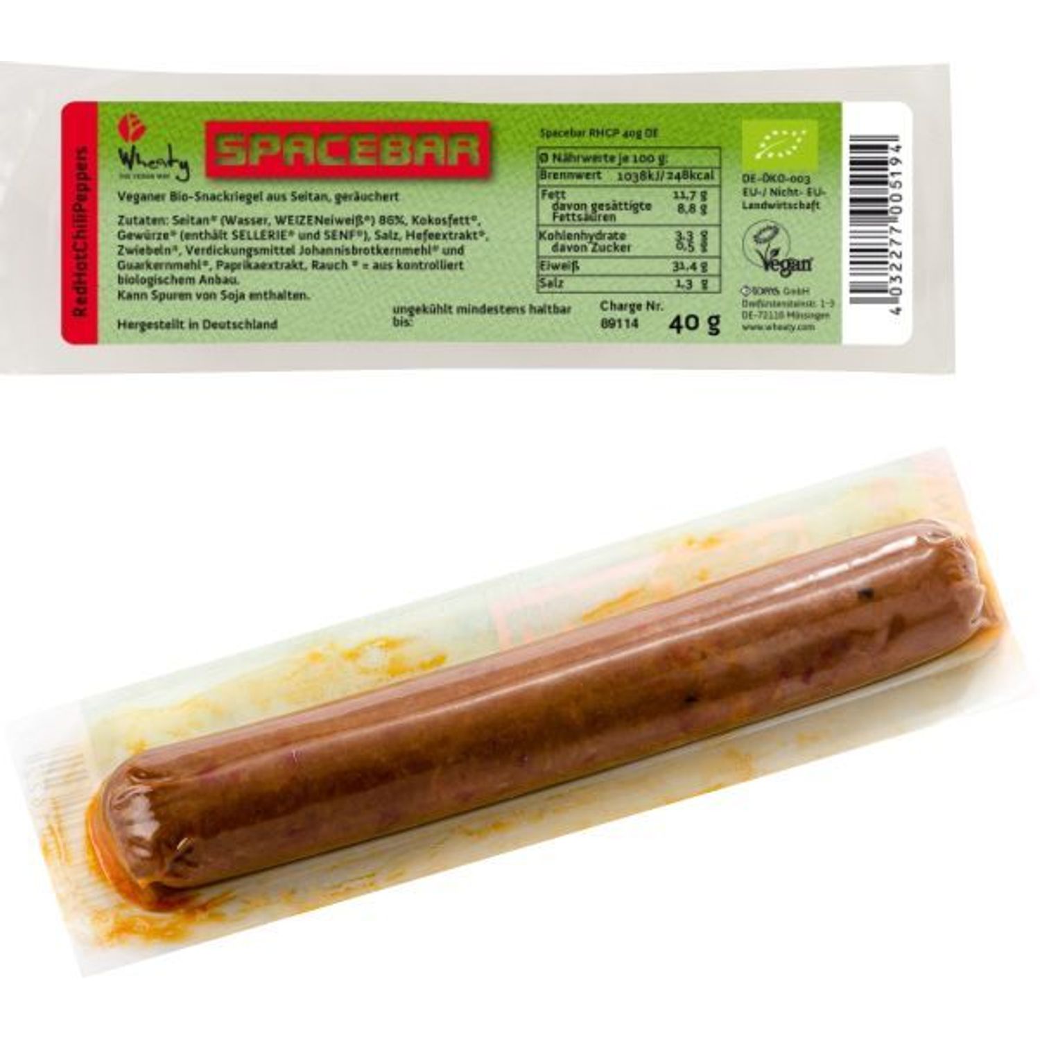 Baton Bio seitan cu ardei rosu iute, 40g Wheaty fotografia produsului