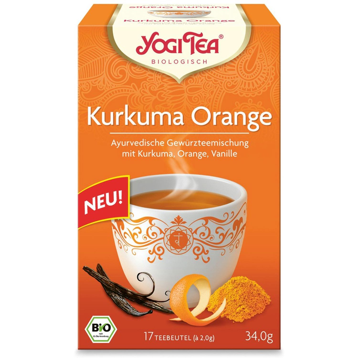 Ceai Bio din curcuma, portocale si vanilie, 17 pliculete 34,0g Yogi tea fotografia produsului
