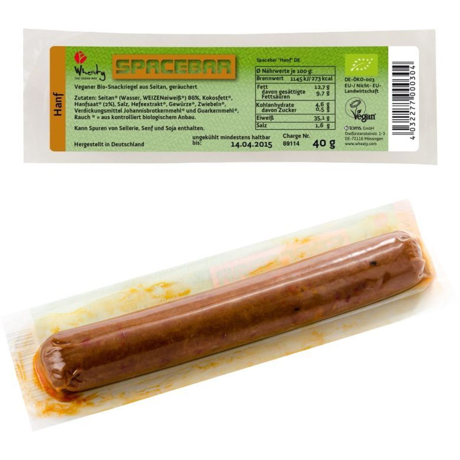 Baton Bio din seitan cu canepa, 40g Wheaty fotografia produsului