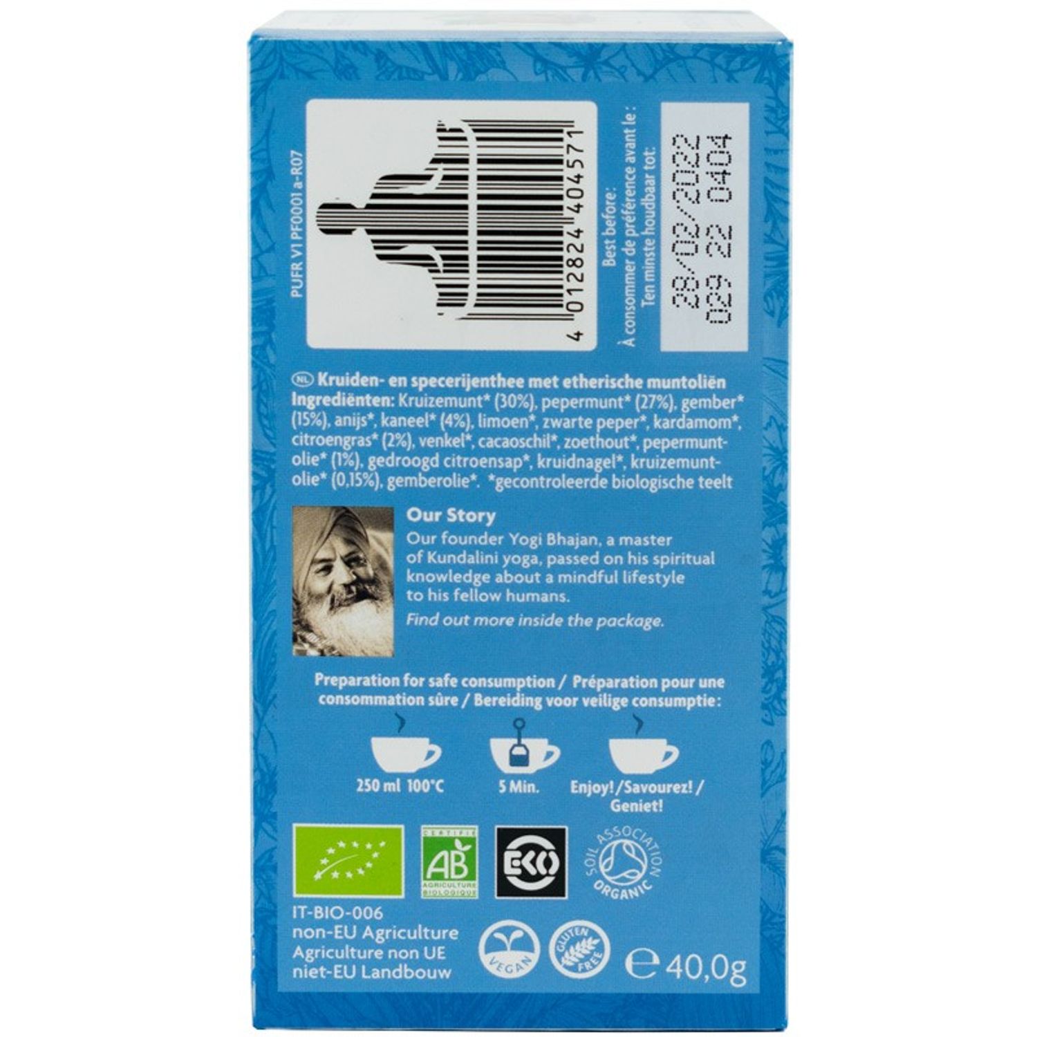 Ceai cu ulei esential, prospetime pura, Bio 40g Yogi tea fotografia produsului View 2 L