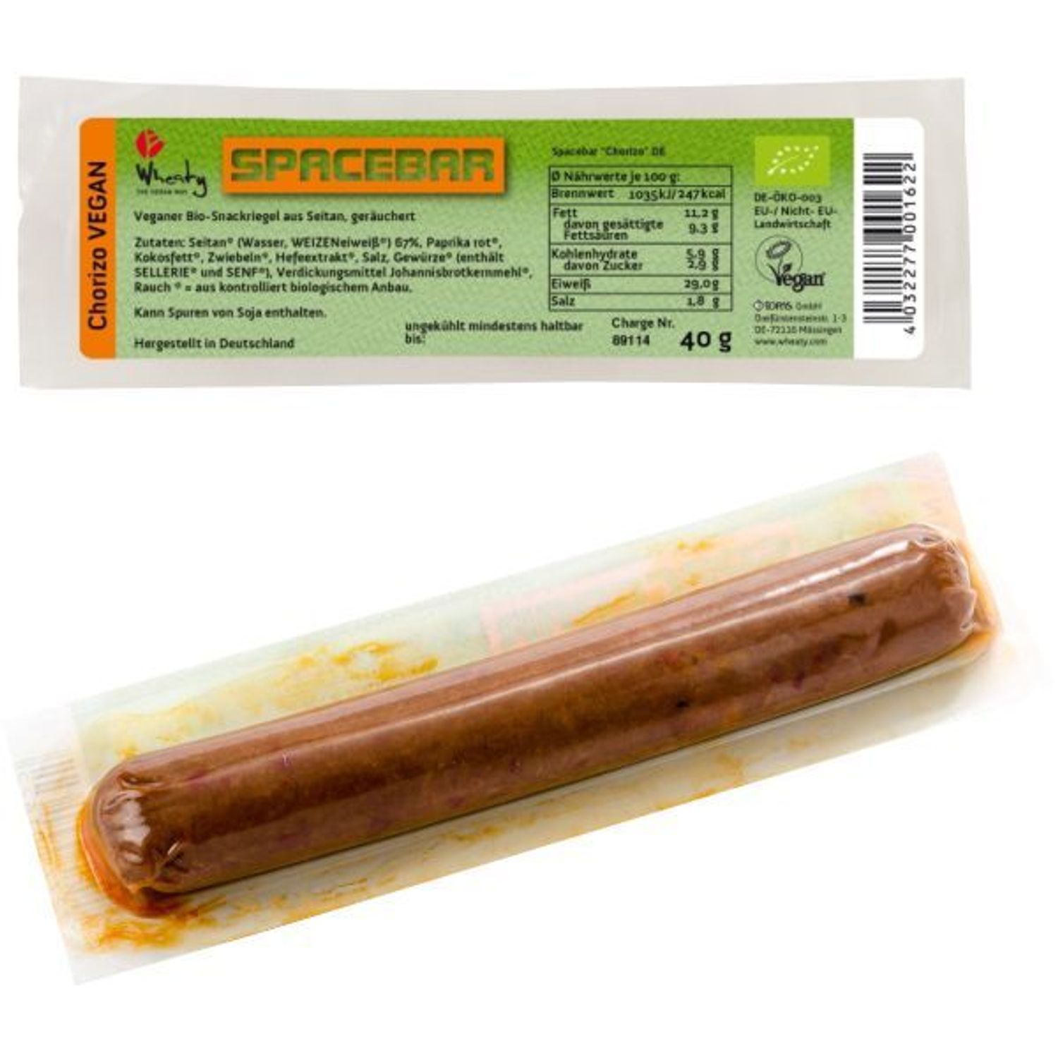 Baton Bio din seitan chorizo, 40g Wheaty fotografia produsului