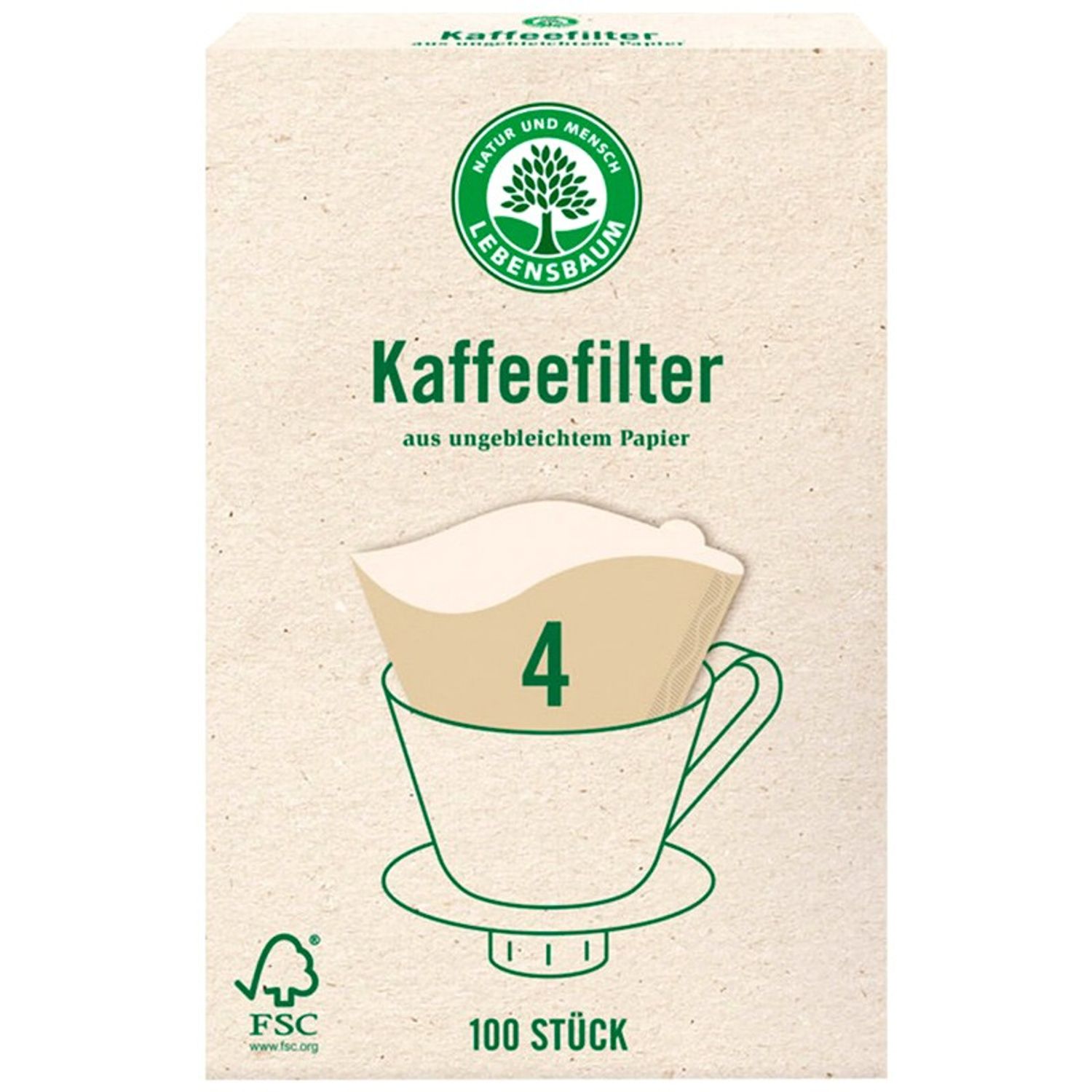 Filtre pentru cafea, gr. 4, 100 bucati Lebensbaum fotografia produsului