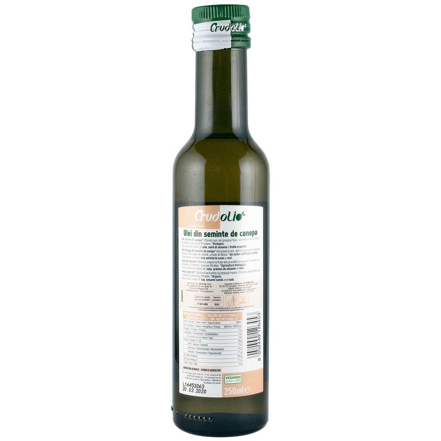 Ulei din canepa 250 ml Crudolio fotografia produsului View 2 L