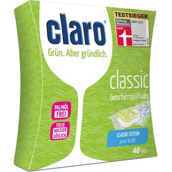 Tablete ecologice pentru masina de spalat vase, 40 tablete, 640g claro-classic