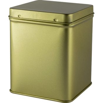 Cutie din metal cu capac, patrata, 100gr, pentru ceai gold star