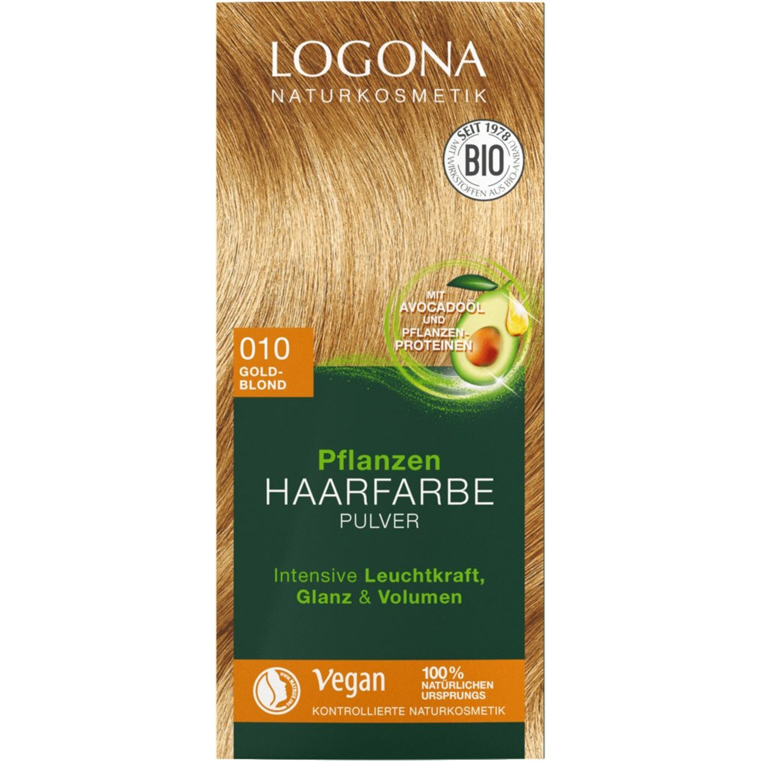Vopsea de par Bio, 100 g blond auriu nuanta 010 Logona fotografia produsului View 3 L