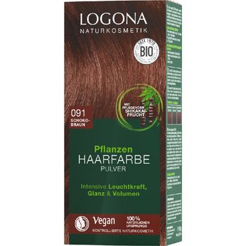 Vopsea de par 100 % naturala, 100g maro ciocolata, nuanta 091 logona
