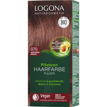 Vopsea de par bio, 100 g saten castaniu nuanta 070 logona