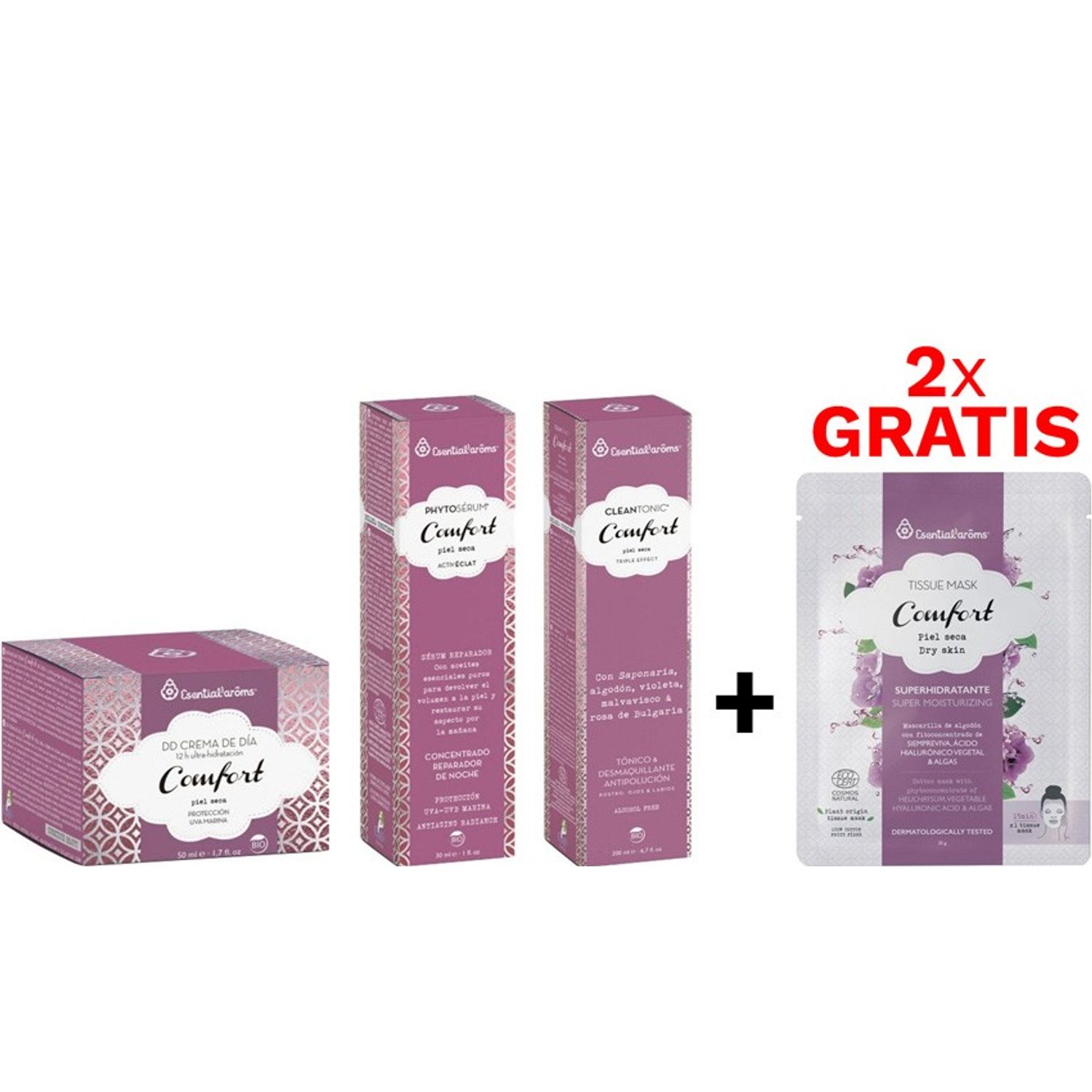 Pachetul pink ten uscat crema + ser + tonic & demachiant Esentialaroms fotografia produsului