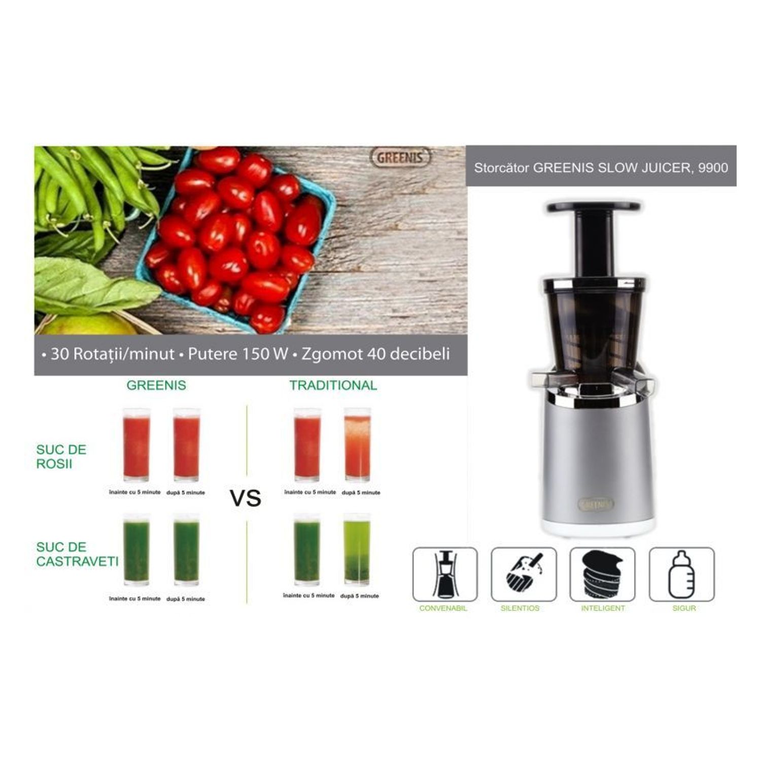 Storcator greenis slow juicer, 9900 fotografia produsului View 6 L
