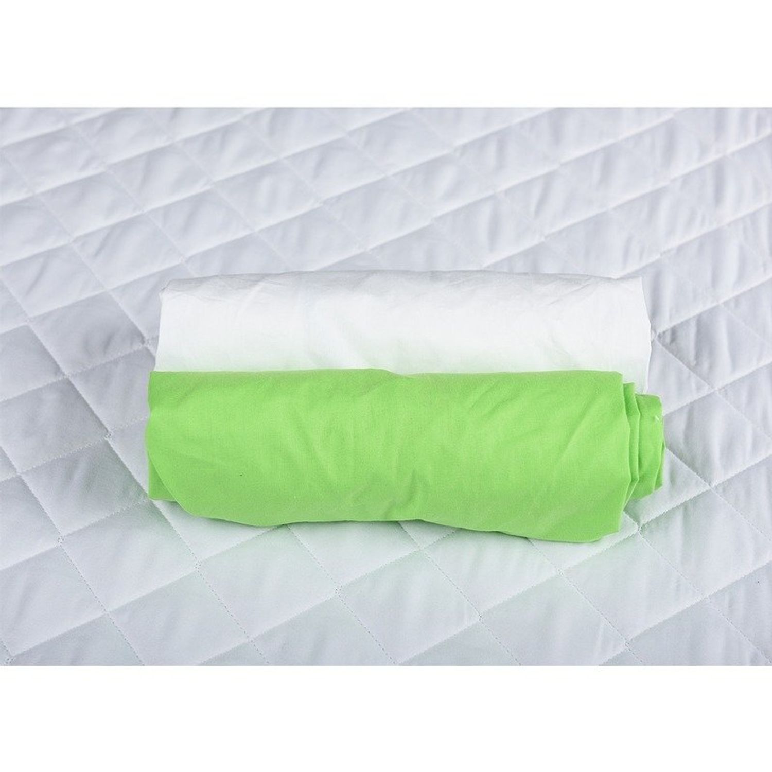 BabyNeeds - Set 2 cearceafuri cu elastic 120x60 cm, Verde+Alb fotografia produsului View 2 L